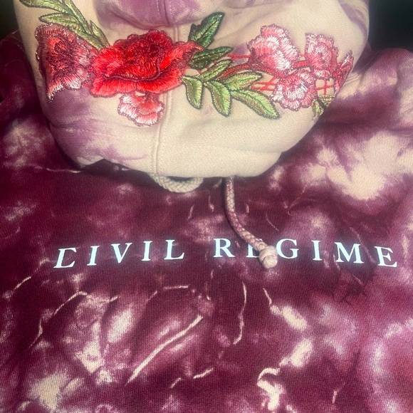 BNWT CIVIL REGIME CRANBERRY MARBLE WASH LARGE MENS UNISEX TIE DYE HOODIE - Picture 3 of 16